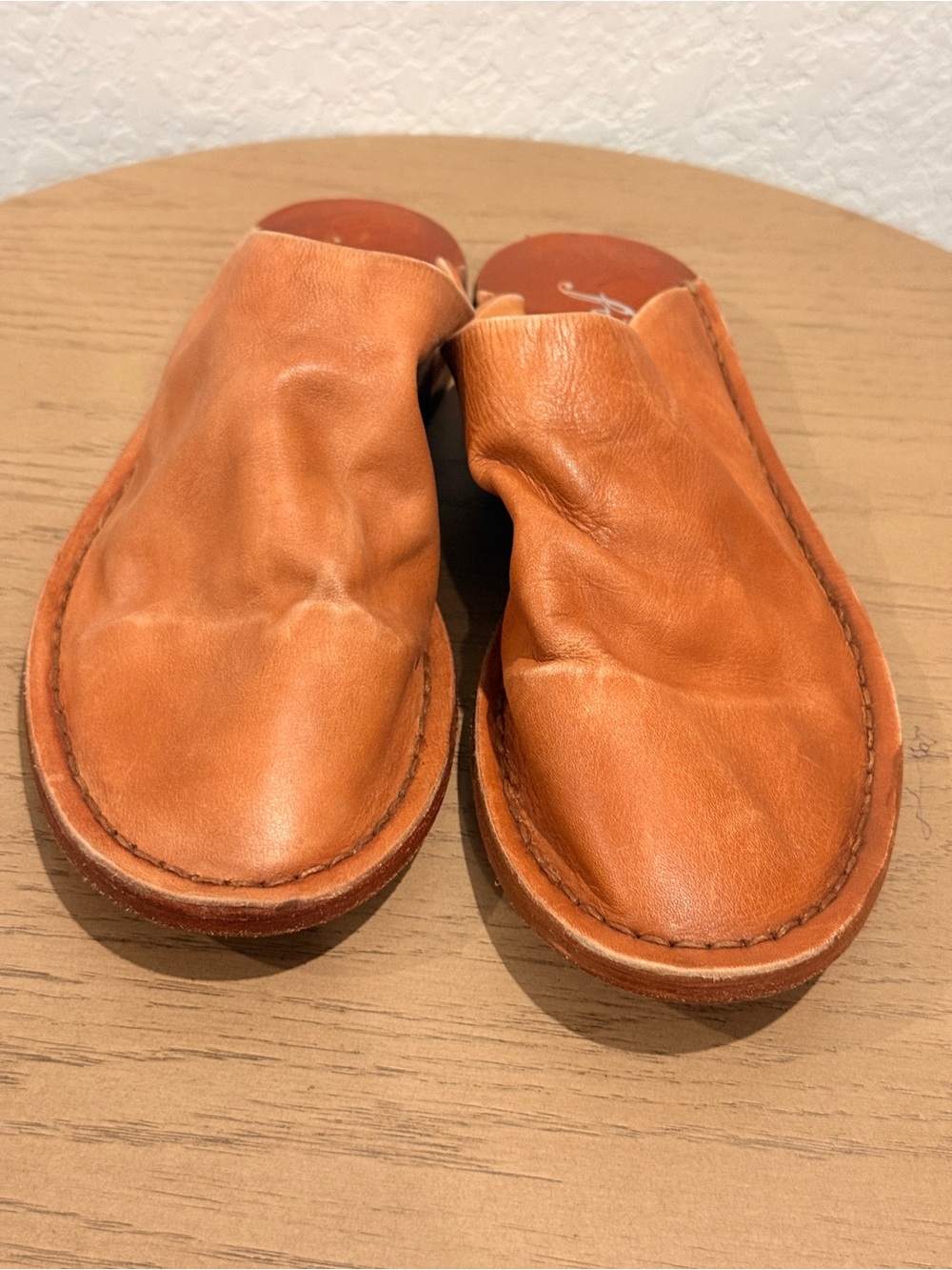 Free People Men's Slip-On Leather Mules in Tan Brown